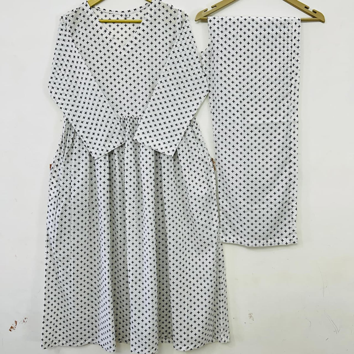 Women’s Cotton “Breath In” Printed Co-ord Set | Umbrella Style with Both-Side Pockets | Stylish 2-Piece Outfit