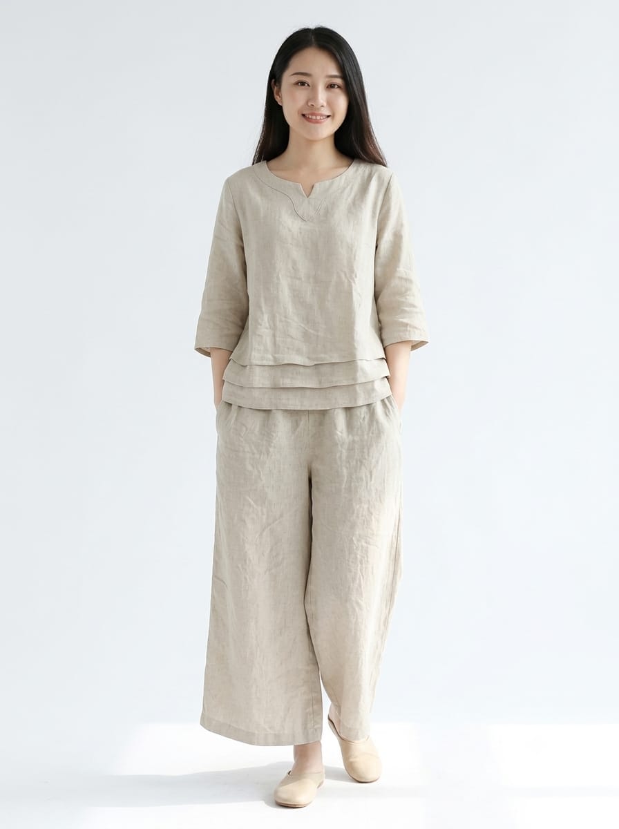 Women’s Premium Cotton Slub Co-ord Set | Stylish Top with Matching Palazzo & Two-Side Pockets | 2-Piece Set