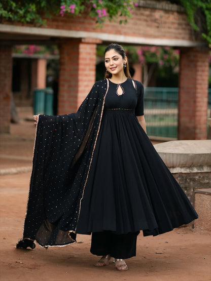 Women’s Premium Cotton Blush Embroidered Suit Set | Heavy Floral Embroidery with Nazmeen Sequins & Lace Dupatta | 3-Piece Set