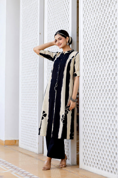 Women’s Premium Pure Cotton 60/60 Floral A-Line Kurti Palazzo Co-ord Set | Stylish Summer Collection