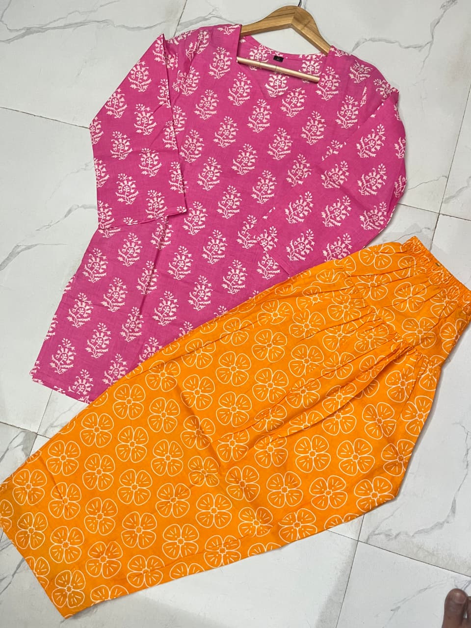 Women’s Premium Cotton 60/60 Farshi Pant Suit Set | Back Latkan Kurta with Farshi Pant & Dupatta | Festival Special