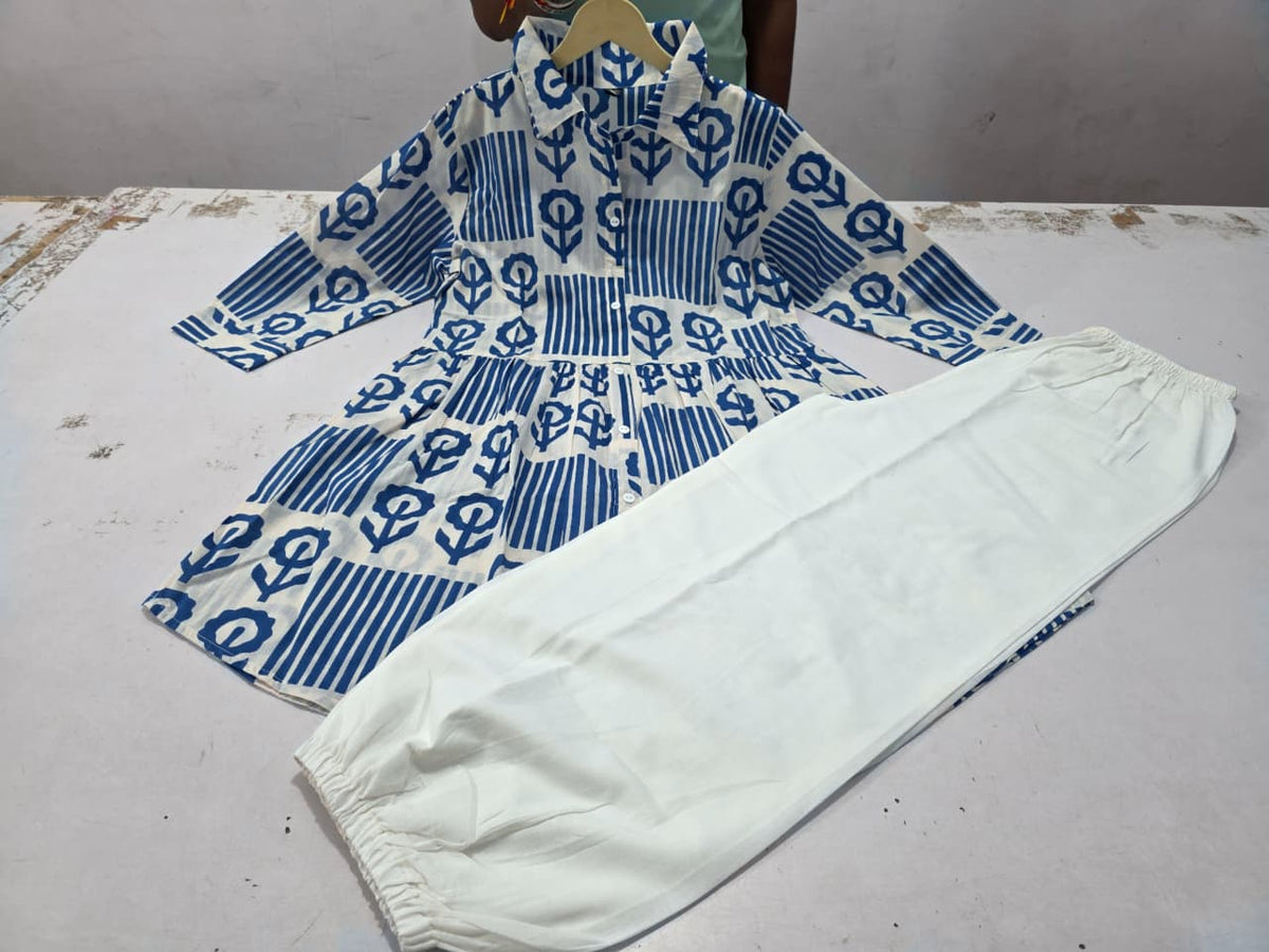 Women’s Premium Cotton 60/60 Sanganeri Print Shirt & Plazo Co-ord Set | Stylish 2-Piece Summer Outfit