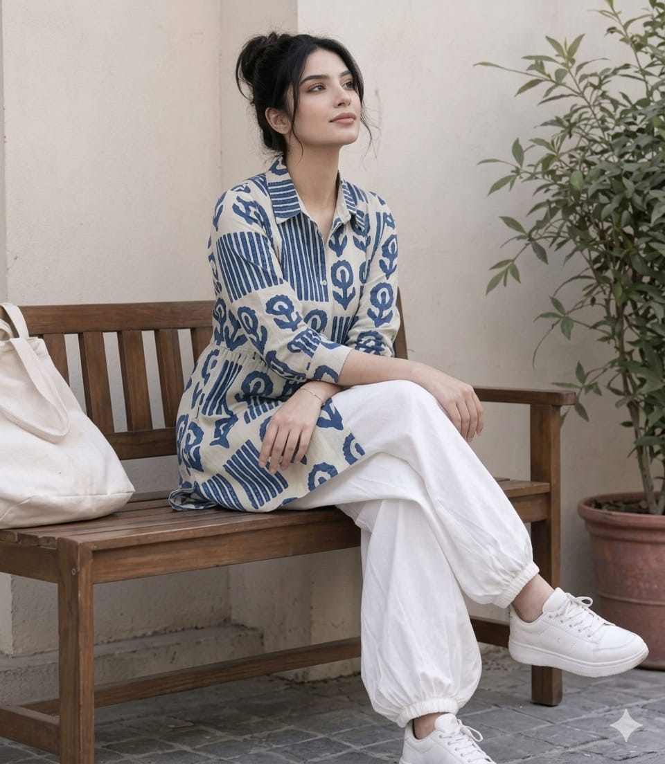 Women’s Premium Cotton 60/60 Sanganeri Print Shirt & Plazo Co-ord Set | Stylish 2-Piece Summer Outfit