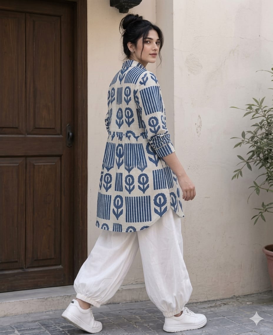Women’s Premium Cotton 60/60 Sanganeri Print Shirt & Plazo Co-ord Set | Stylish 2-Piece Summer Outfit
