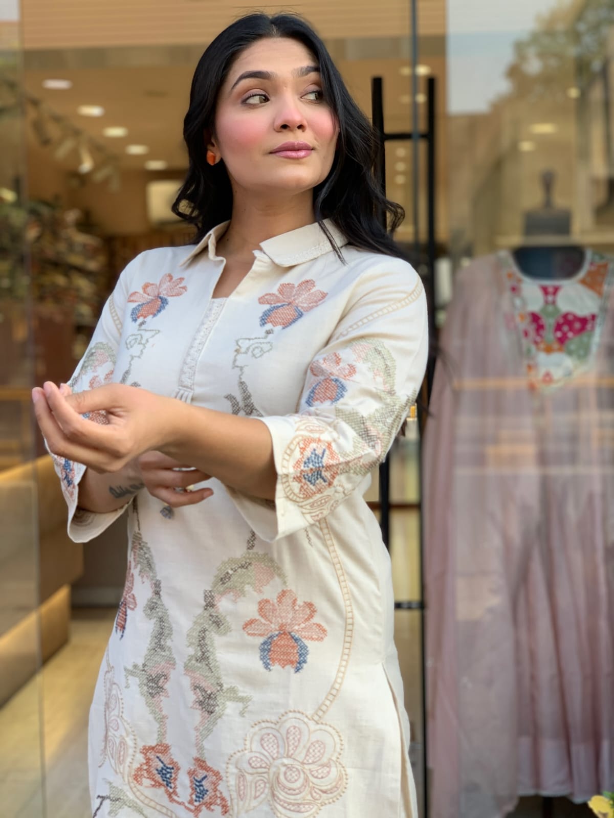 Women’s Premium Cotton Flex Embroidered Kurti Palazzo Dupatta Set | Handwork Detailing | Summer 3-Piece Set