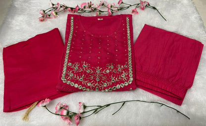 Women’s Premium Cotton 60/60 Embroidered Kurti Pant Set | Elegant Office & Daily Wear 2-Piece Set