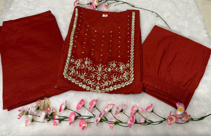 Women’s Premium Cotton 60/60 Embroidered Kurti Pant Set | Elegant Office & Daily Wear 2-Piece Set
