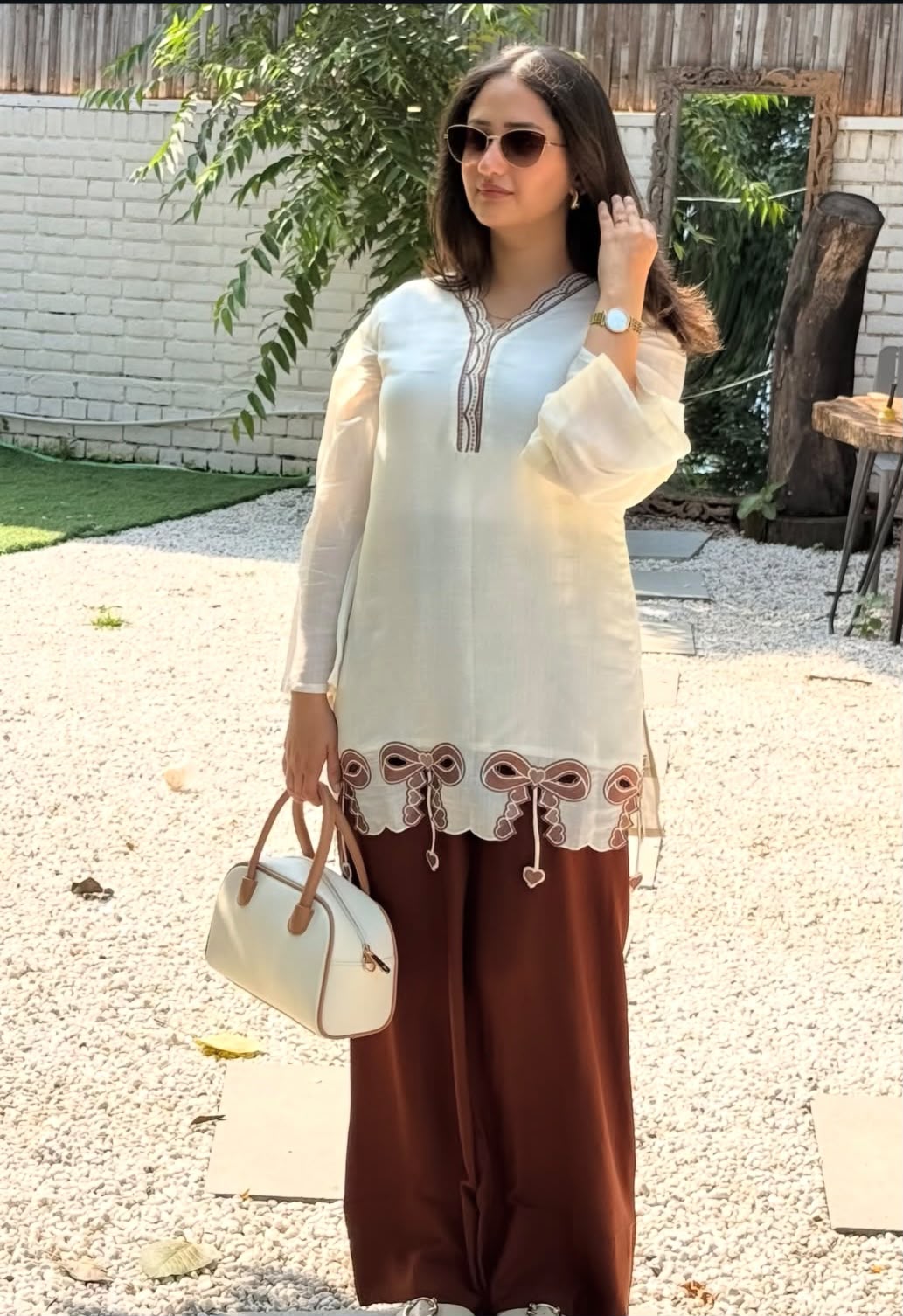 Women’s Premium Cotton 60/60 Embroidered Short Tunic & Wide-Leg Pant Co-ord Set | Stylish 2-Piece Outfit