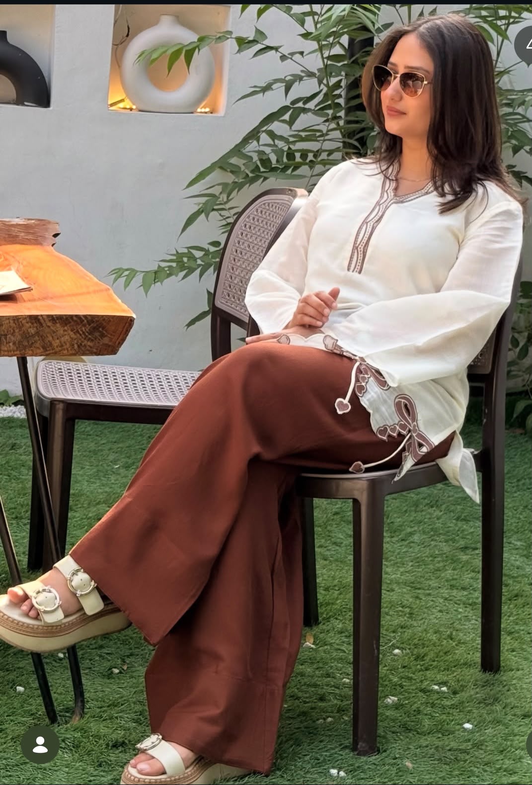 Women’s Premium Cotton 60/60 Embroidered Short Tunic & Wide-Leg Pant Co-ord Set | Stylish 2-Piece Outfit