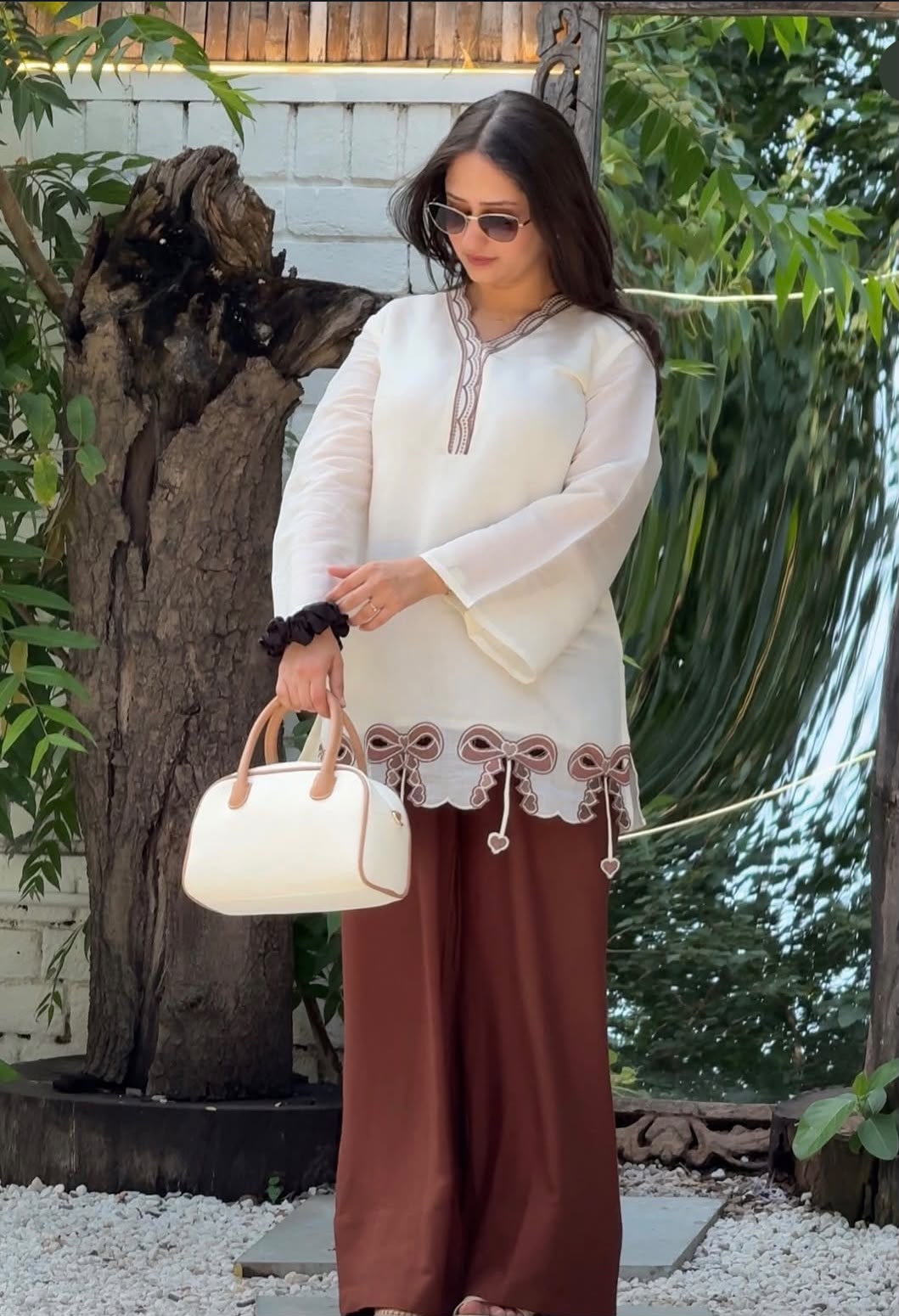 Women’s Premium Cotton 60/60 Embroidered Short Tunic & Wide-Leg Pant Co-ord Set | Stylish 2-Piece Outfit