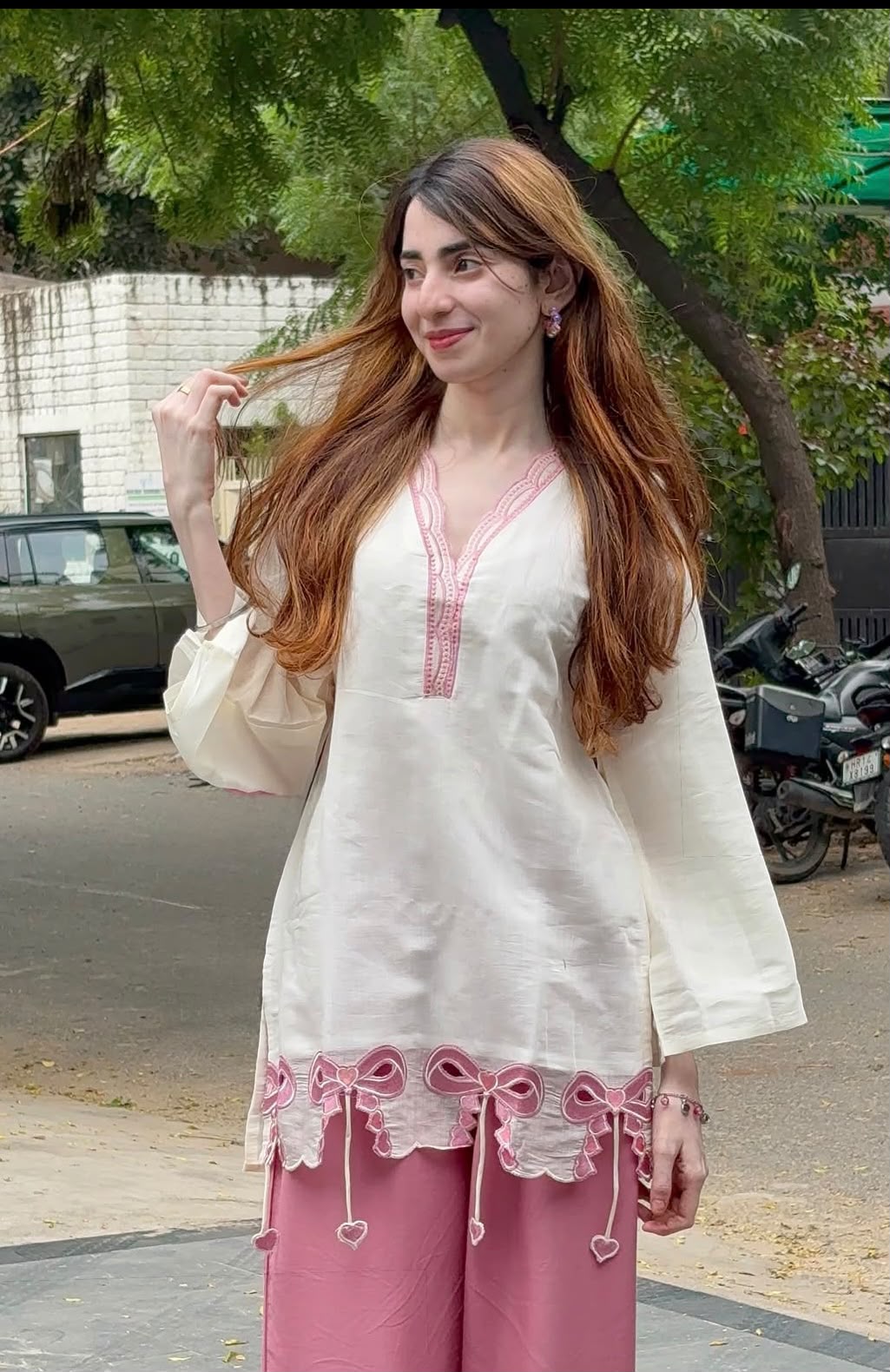 Women’s Premium Cotton 60/60 Embroidered Short Tunic & Wide-Leg Pant Co-ord Set | Stylish 2-Piece Outfit