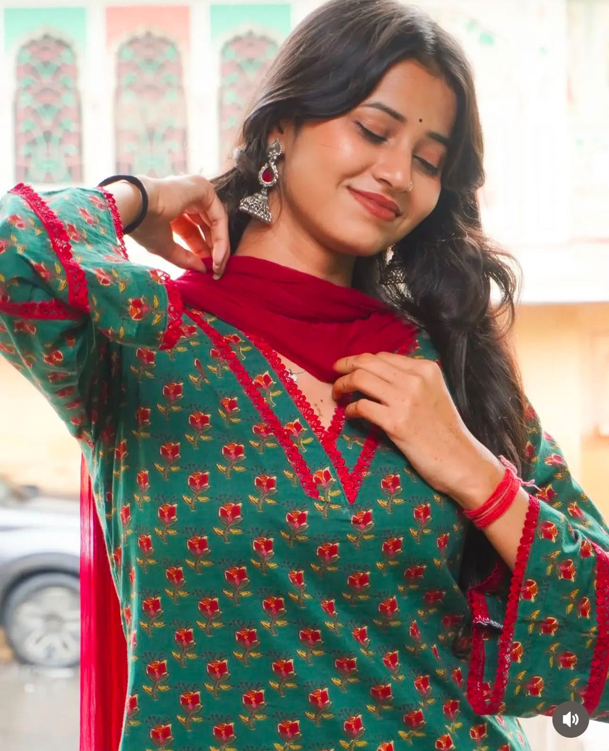 Women’s Cotton Block Print Farshi Salwar Set | Festive Special Dupatta-Less 2-Piece Ethnic Set