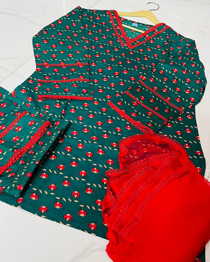 Women’s Cotton Block Print Farshi Salwar Set | Festive Special Dupatta-Less 2-Piece Ethnic Set