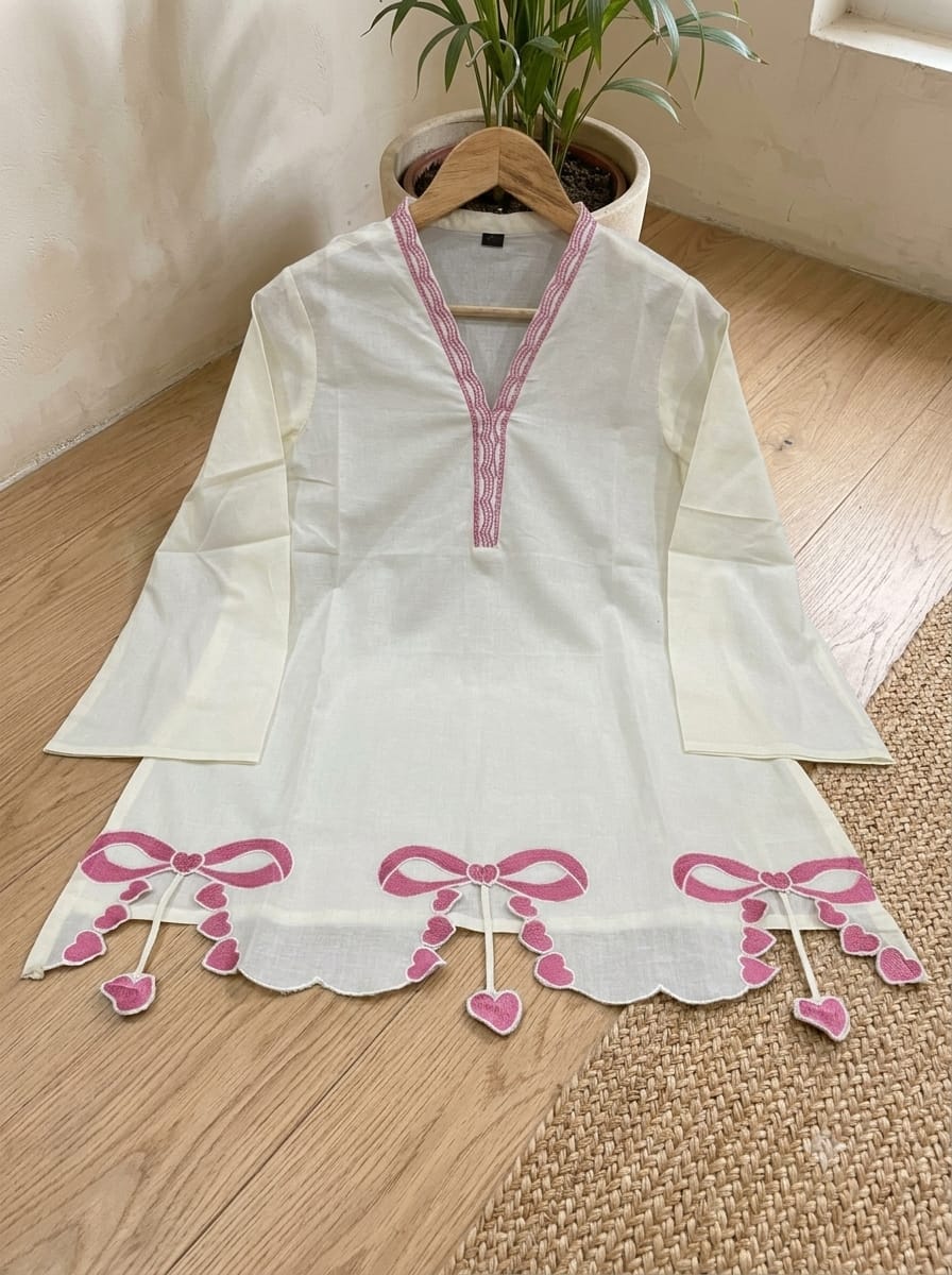 Women’s Premium Cotton 60/60 Embroidered Short Tunic & Wide-Leg Pant Co-ord Set | Stylish 2-Piece Outfit