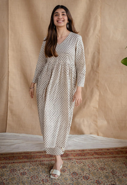 Women’s Cotton “Breath In” Printed Co-ord Set | Umbrella Style with Both-Side Pockets | Stylish 2-Piece Outfit