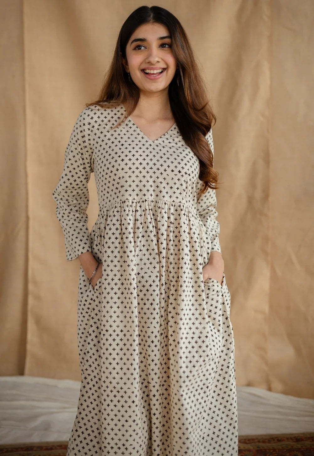Women’s Cotton “Breath In” Printed Co-ord Set | Umbrella Style with Both-Side Pockets | Stylish 2-Piece Outfit