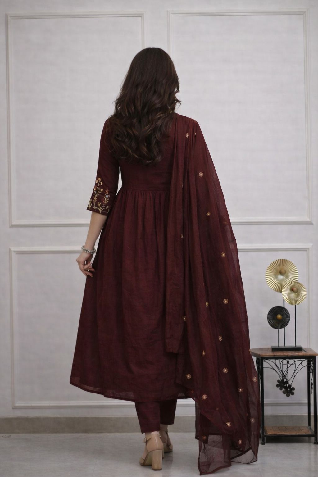 Women’s Cotton 60/60 Natra Cut Embroidered Kurta Pant Dupatta Set | Cotton Malmal Embroidered Dupatta | 3-Piece Set