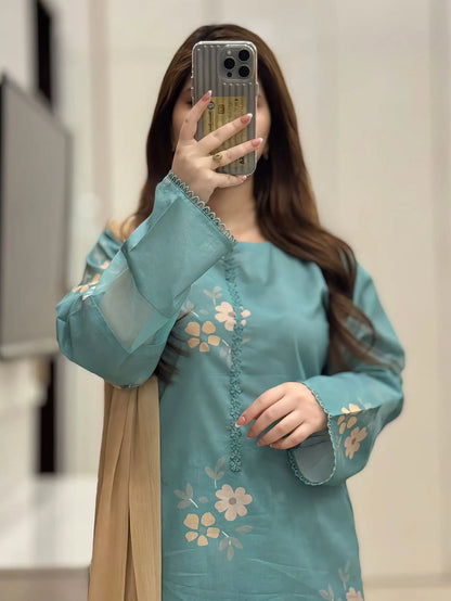 Women’s Cotton Corset-Style Kurta with Cherry Print Farshi Salwar & Nazmin Dupatta | Trendy 3-Piece Ethnic Set