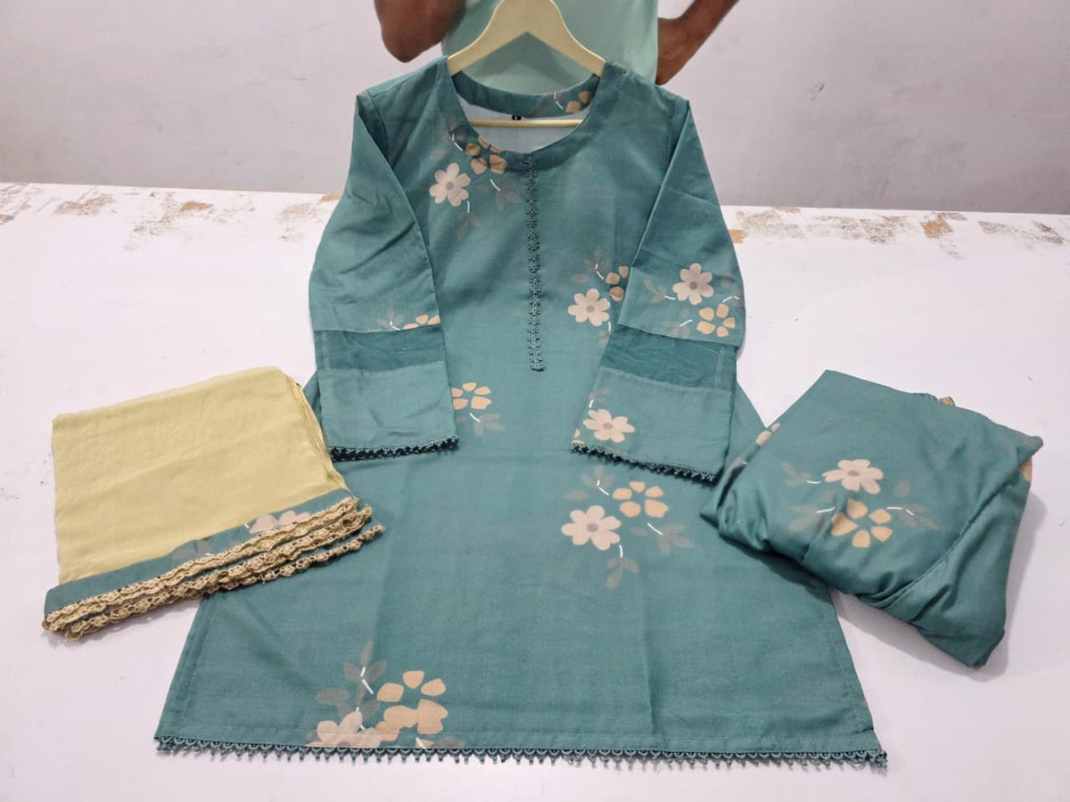 Women’s Cotton Corset-Style Kurta with Cherry Print Farshi Salwar & Nazmin Dupatta | Trendy 3-Piece Ethnic Set