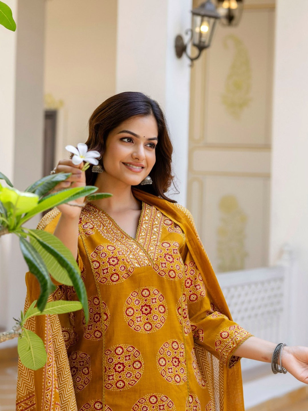 Women’s Pure Cotton 60/60 Heavy Printed Kurti Pant Dupatta Set | Hand Work & Lace Detailing | 3-Piece Showroom Collection