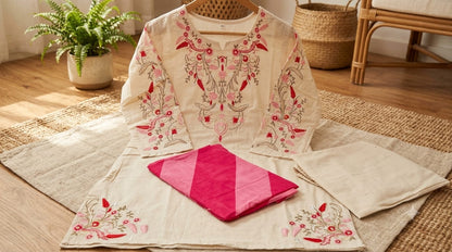 Women’s Cotton Flex Corset-Style Embroidered Farshi Salwar Set | Floral Print with Lace Detailing | Trendy Ethnic 2-Piece Set
