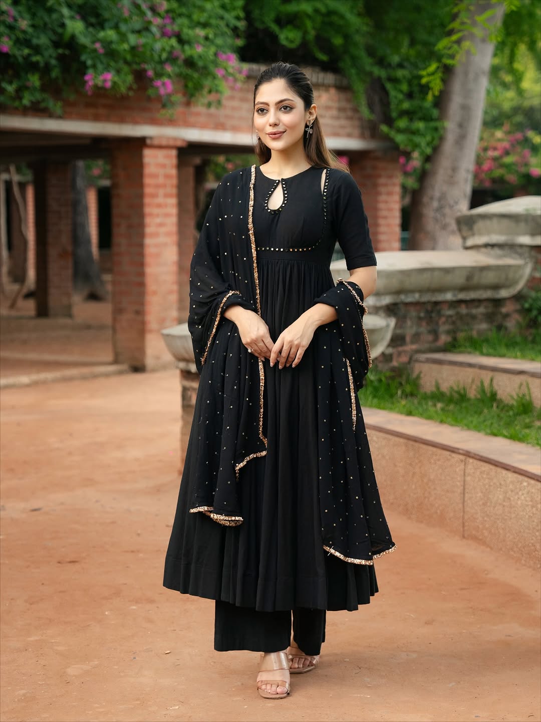 Women’s Premium Cotton Blush Embroidered Suit Set | Heavy Floral Embroidery with Nazmeen Sequins & Lace Dupatta | 3-Piece Set